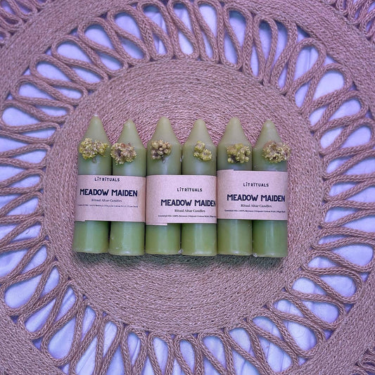 Small ‘Meadow Maiden’ Beeswax Altar Candles